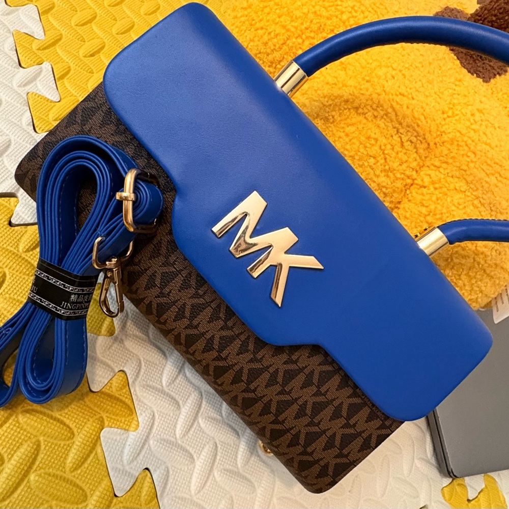 MK Royal Blue and Brown Satchel - Picture 9 of 9